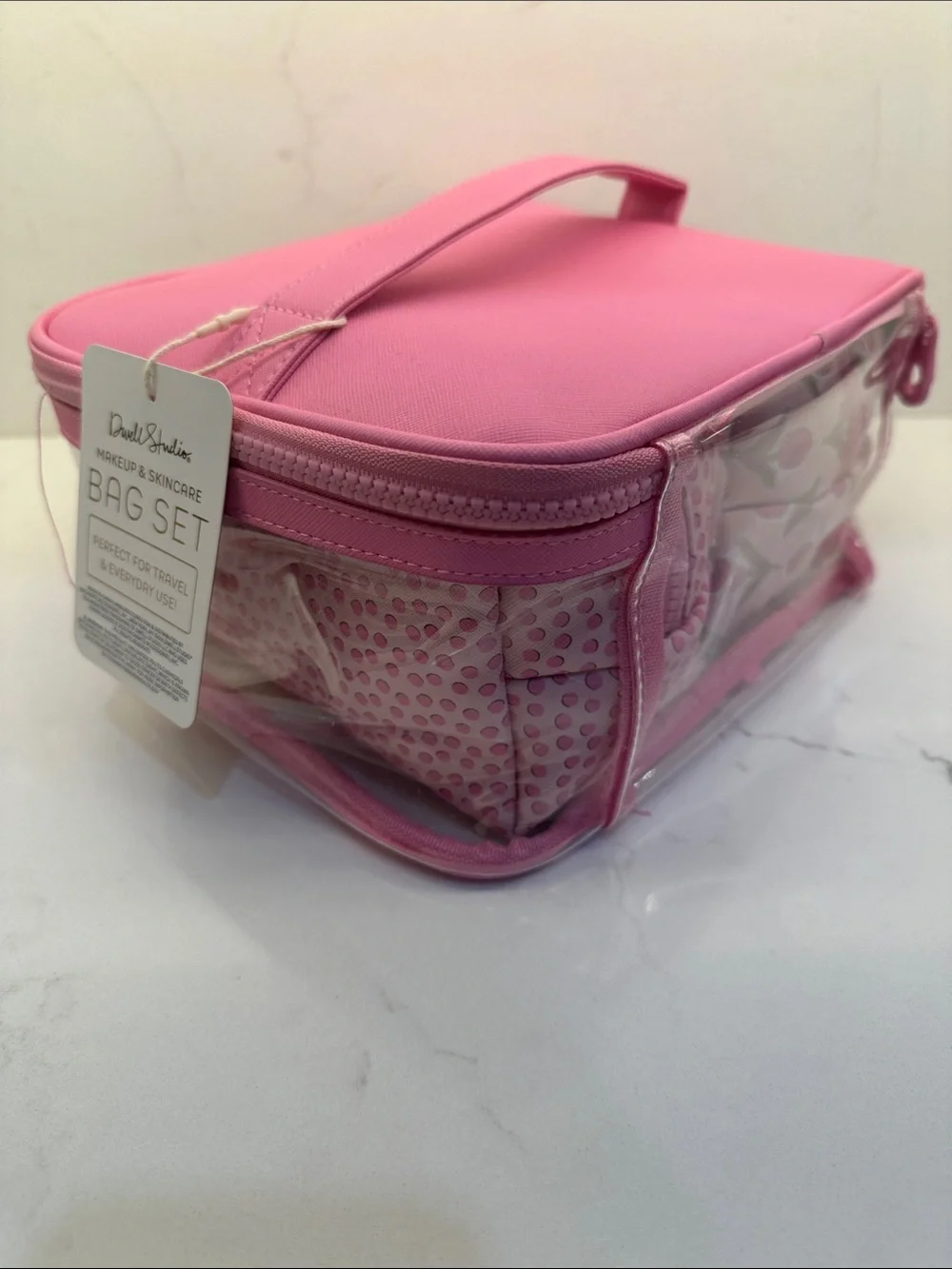 Dwell Studio Pink Clear Makeup & Skincare Travel Case - 3 Pieces